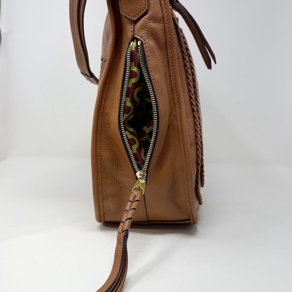 orYANY Brown Braided Leather Shoulder Bag – Gold Hardware, Boho Crossbody Style - Picture 9 of 16